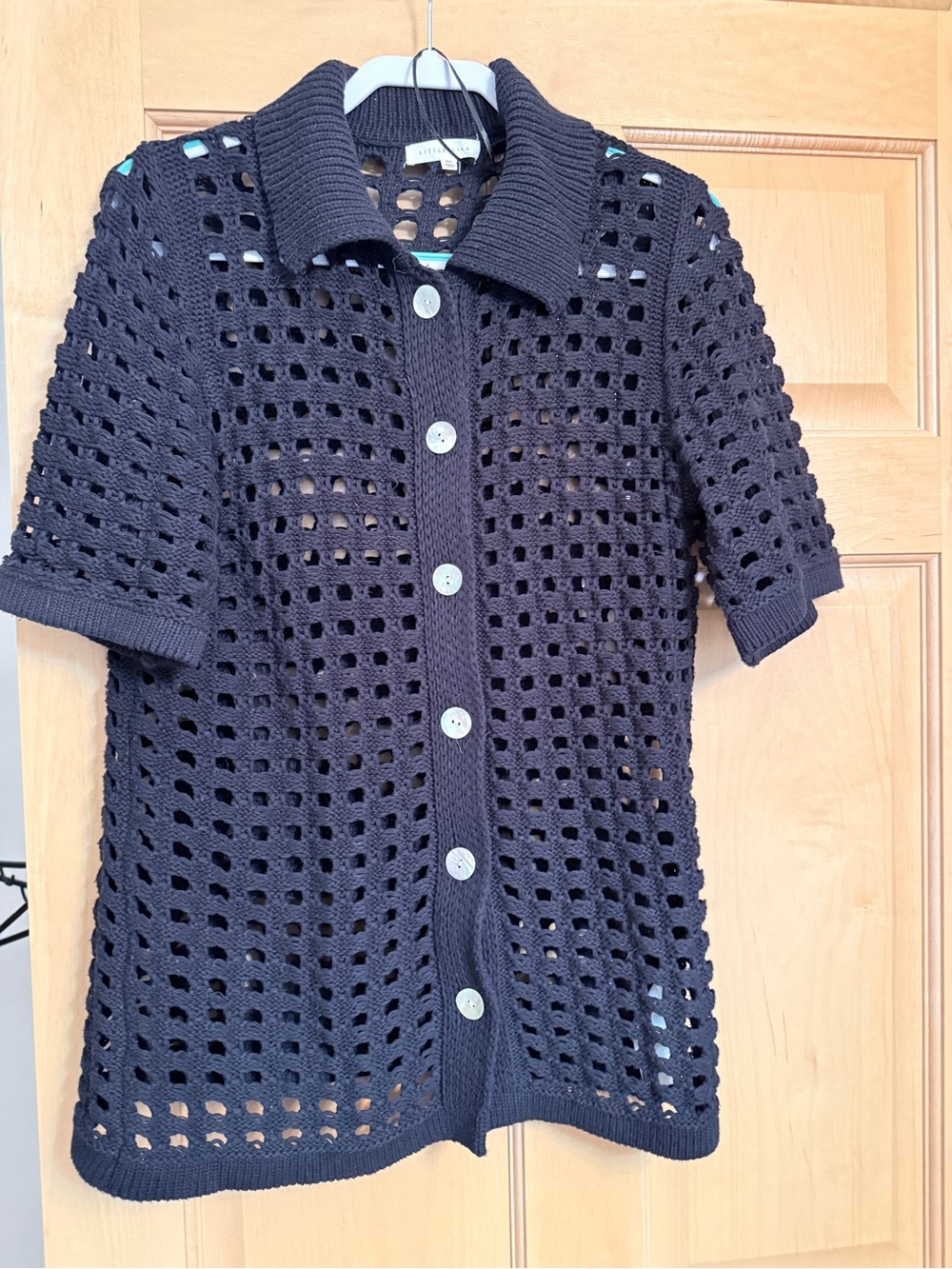 Black Open-Knit Short Sleeve Cardigan Sweater - Little Lies